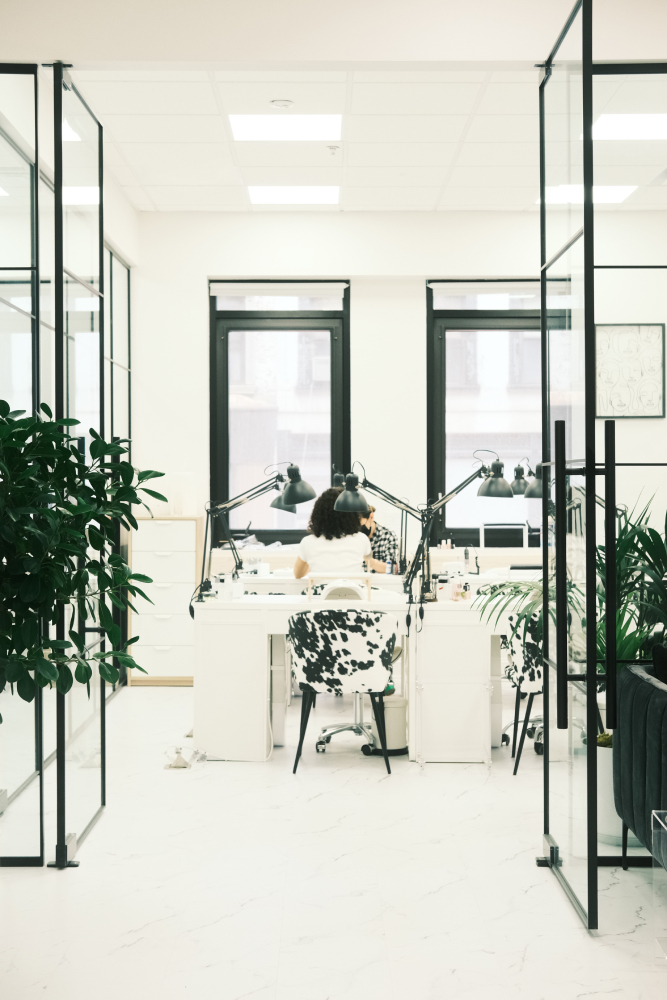 Main salon floor at Darlings Beauty Lab in Manhattan