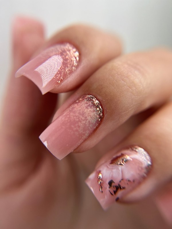 Structured Russian builder gel manicure with clean natural nail shape in NoMad, Manhattan