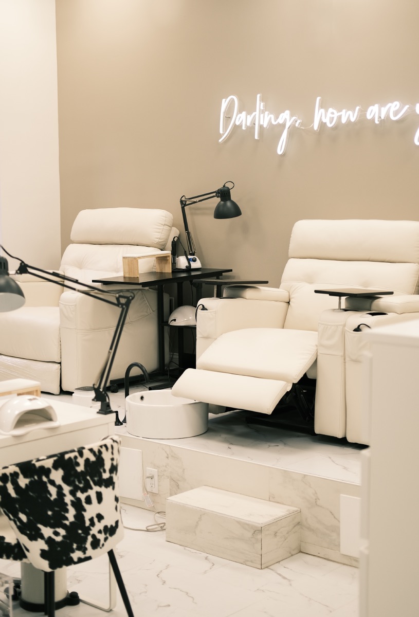 Pedicure area at Darlings Beauty Lab in Manhattan