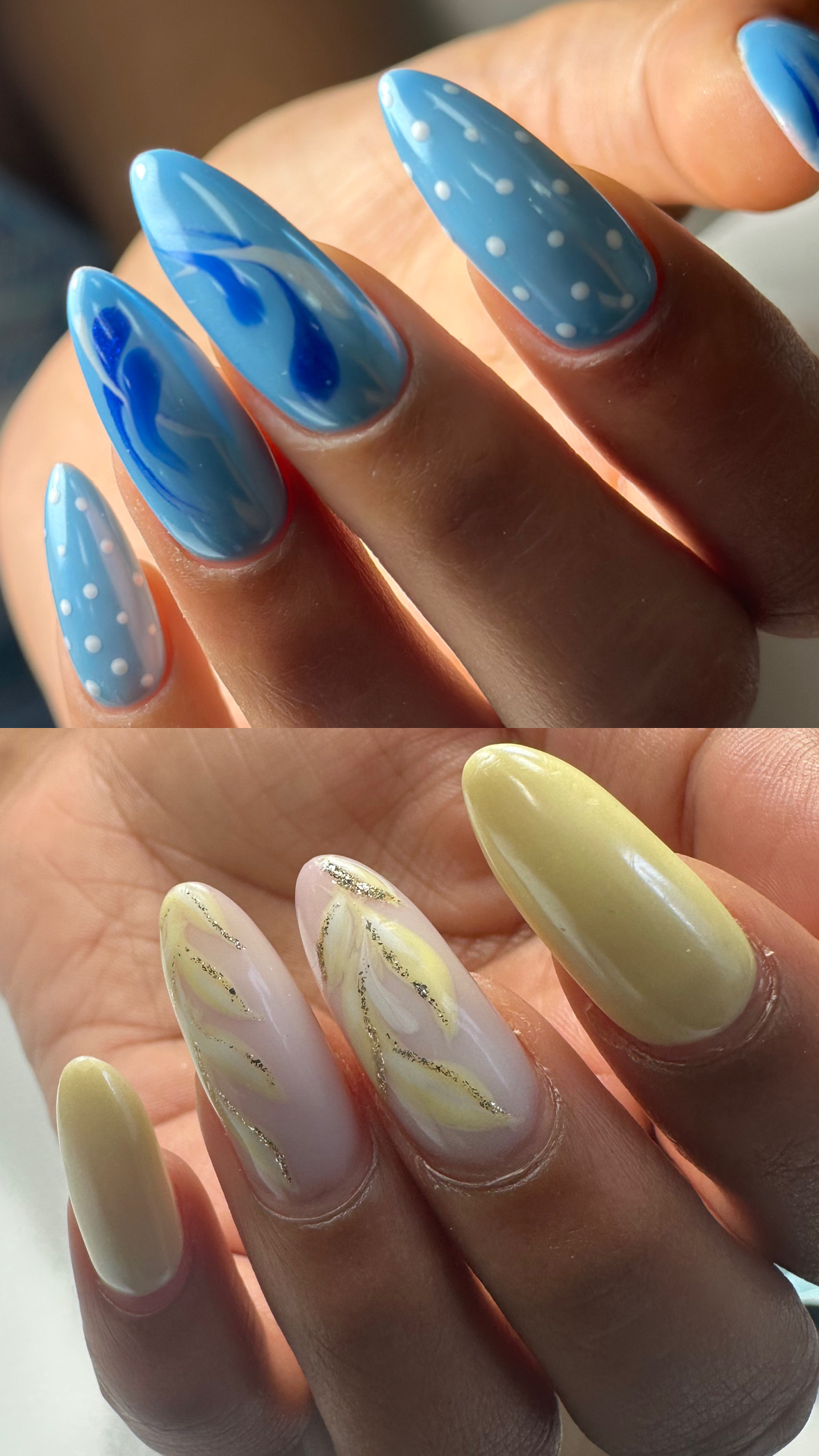 Before and after Russian gel manicure in NoMad